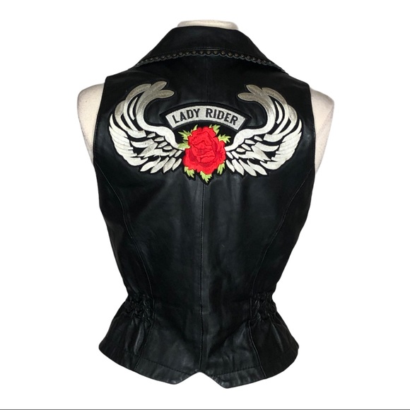 Wilson’s Leather Vest with Suede Flowers Sz S - Picture 2 of 7